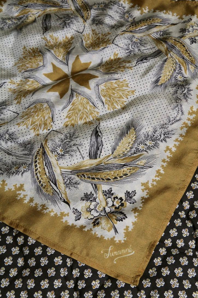 petit carré en soie curry épis de blé