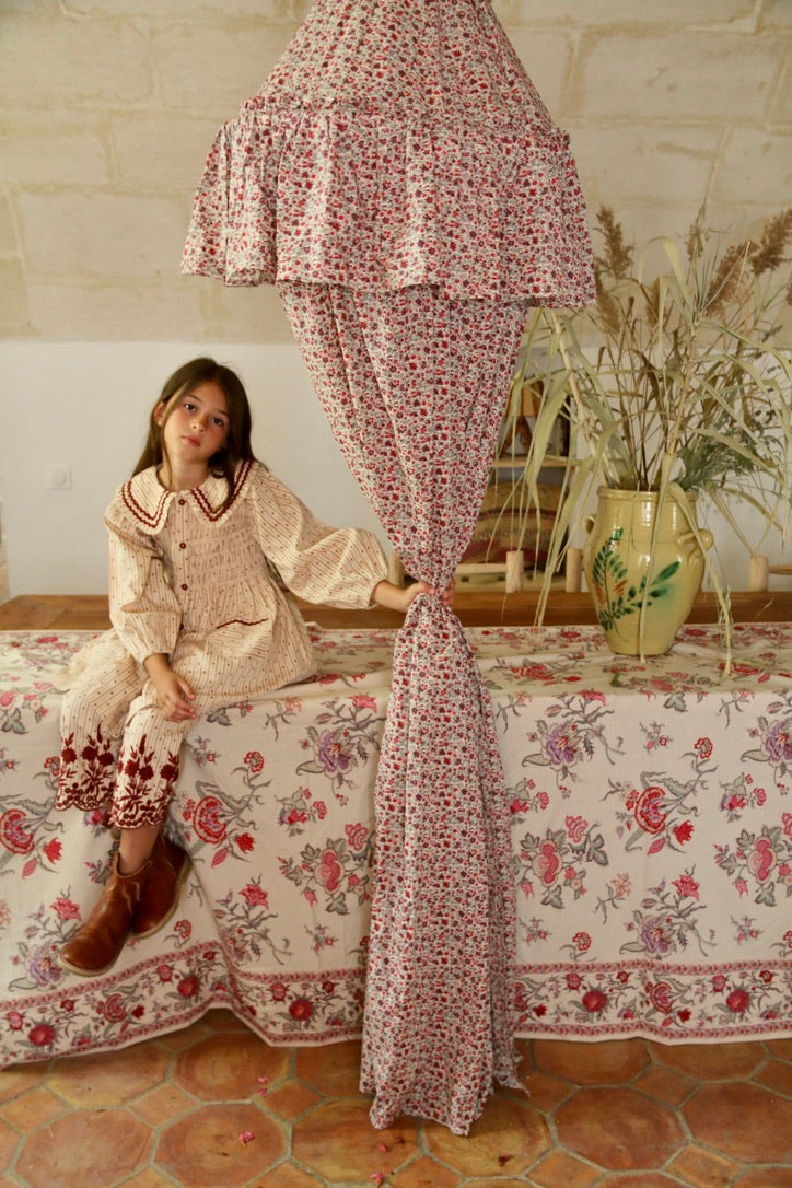 Pantalon rayé brodé