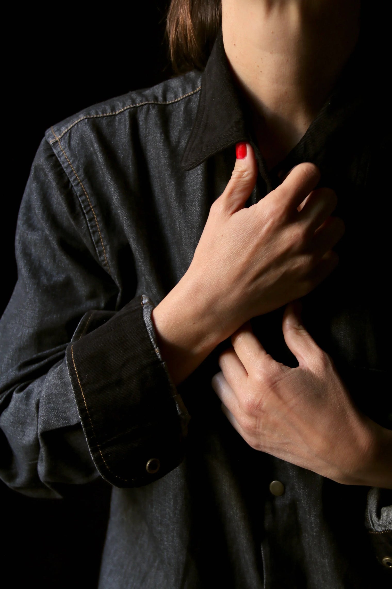 Chemise mixte denim noire