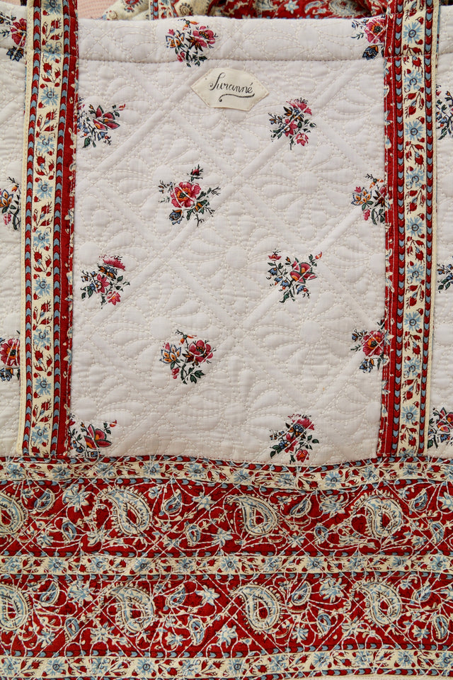 Grand cabas du marché matelassé imprimé garden