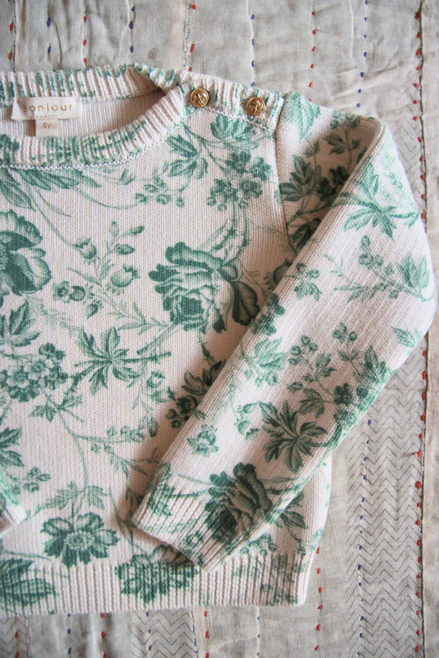 green floral print wallpaper sweater
