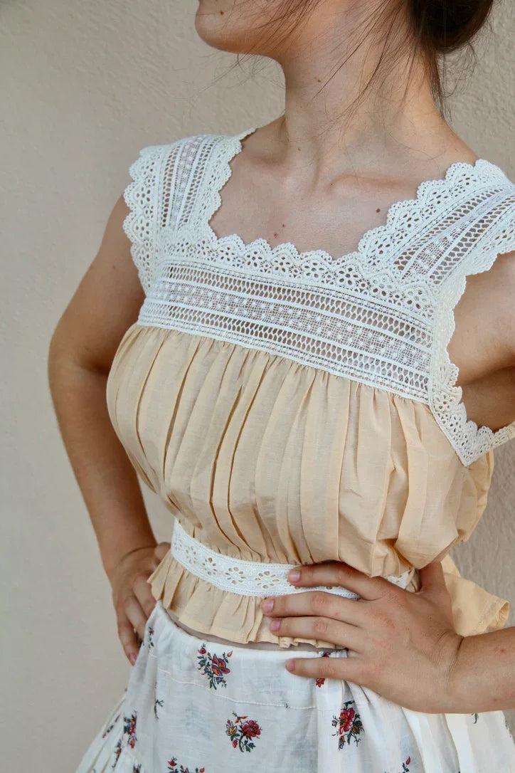Butter-Colored Cotton-Silk Camisole
