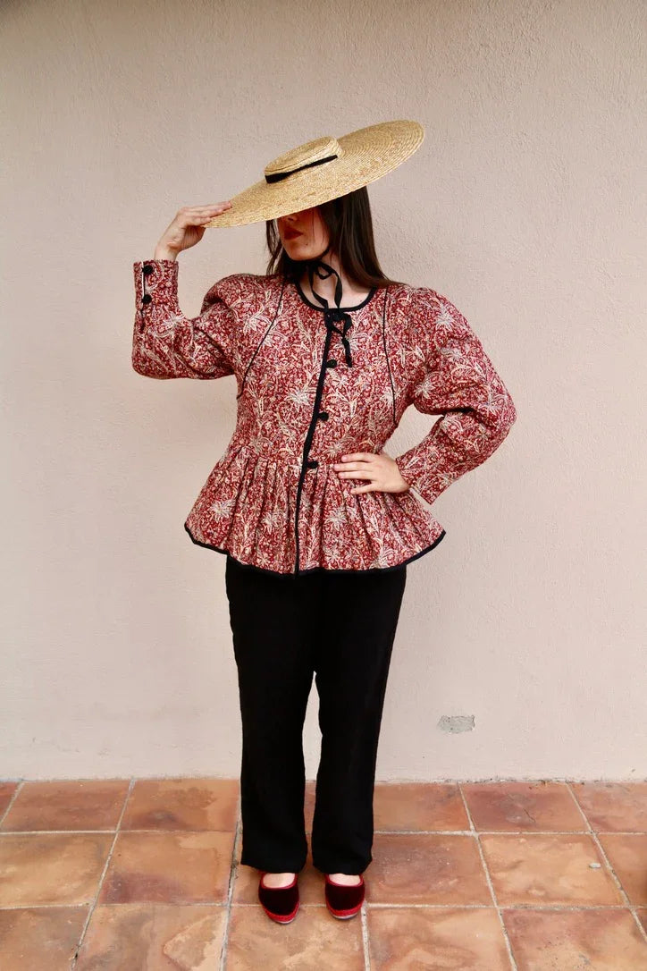 veste matelassée réversible rouge cashmere / noir