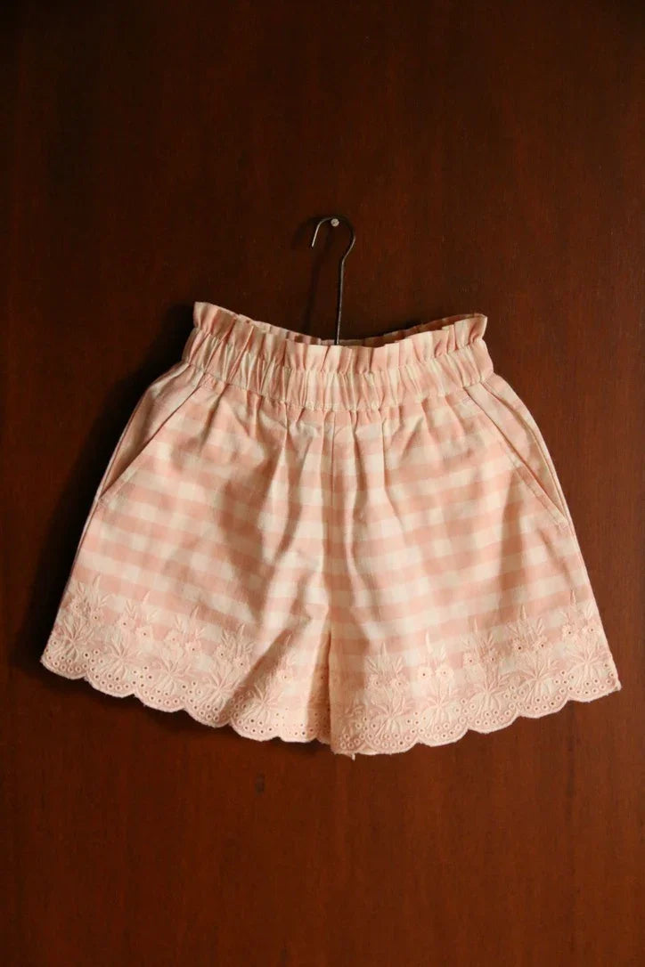 Ensemble short et top vichy rose