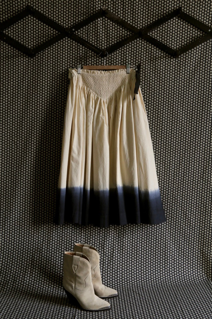 Long smocked skirt "Iris" deep dye black