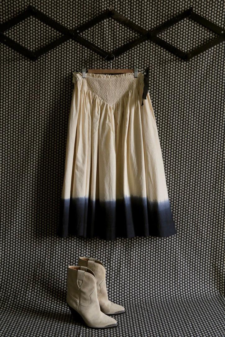 Long jupon smocké "Iris" deep dye noir