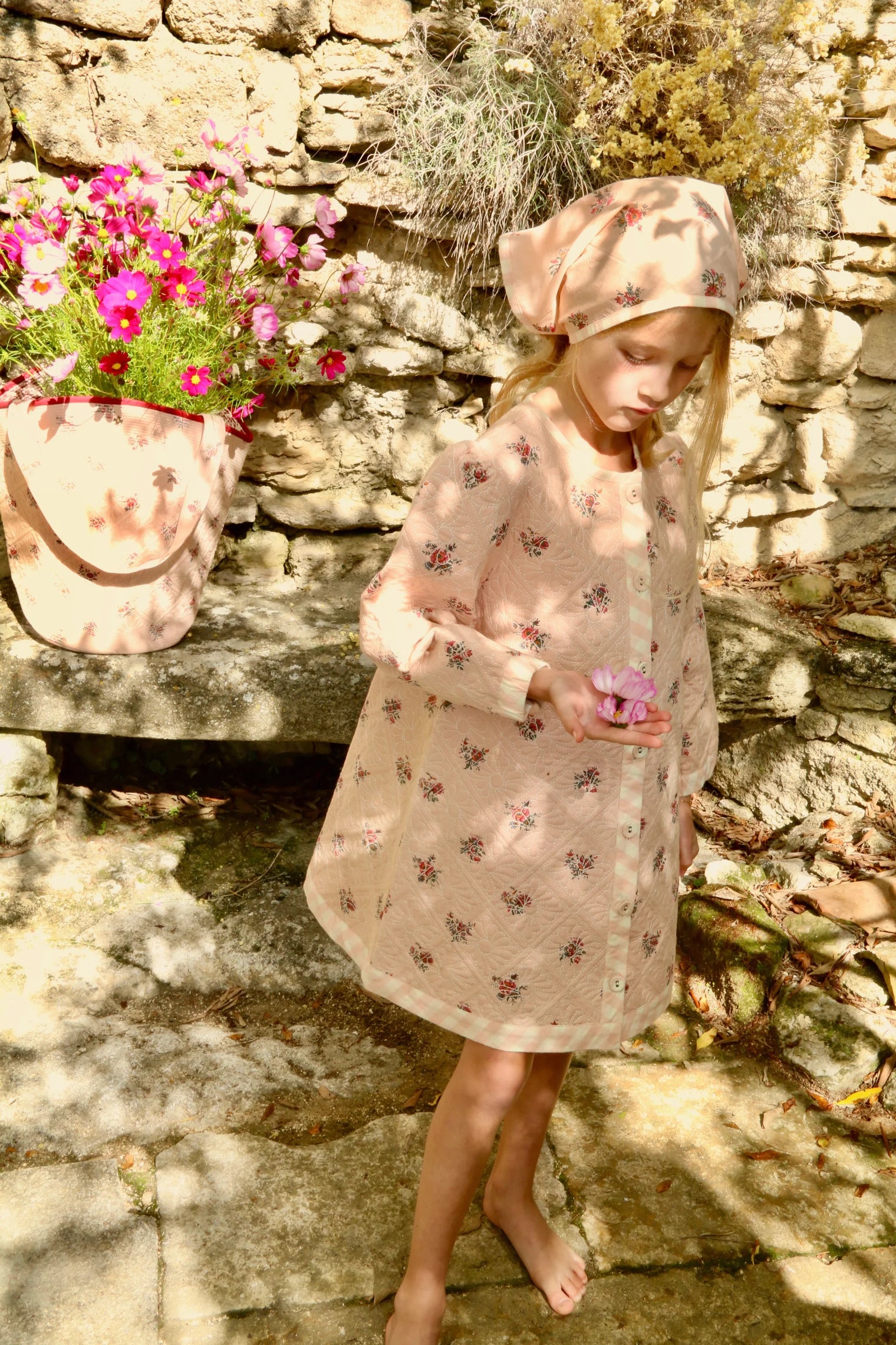 manteau réversible, matelassé et son foulard assorti