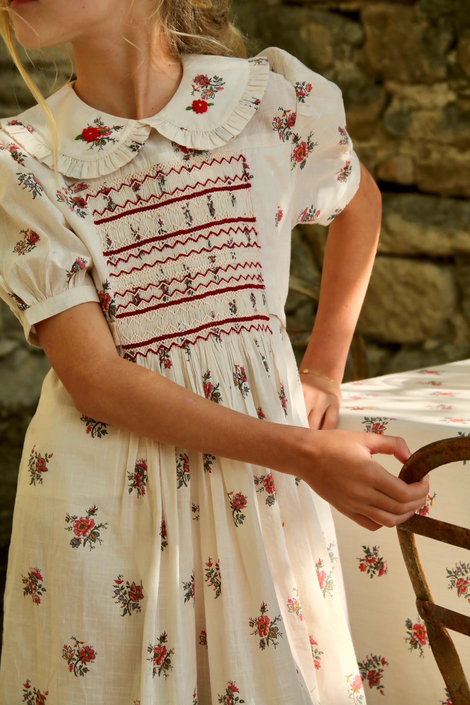 Robe à smocks impimé garden flowers