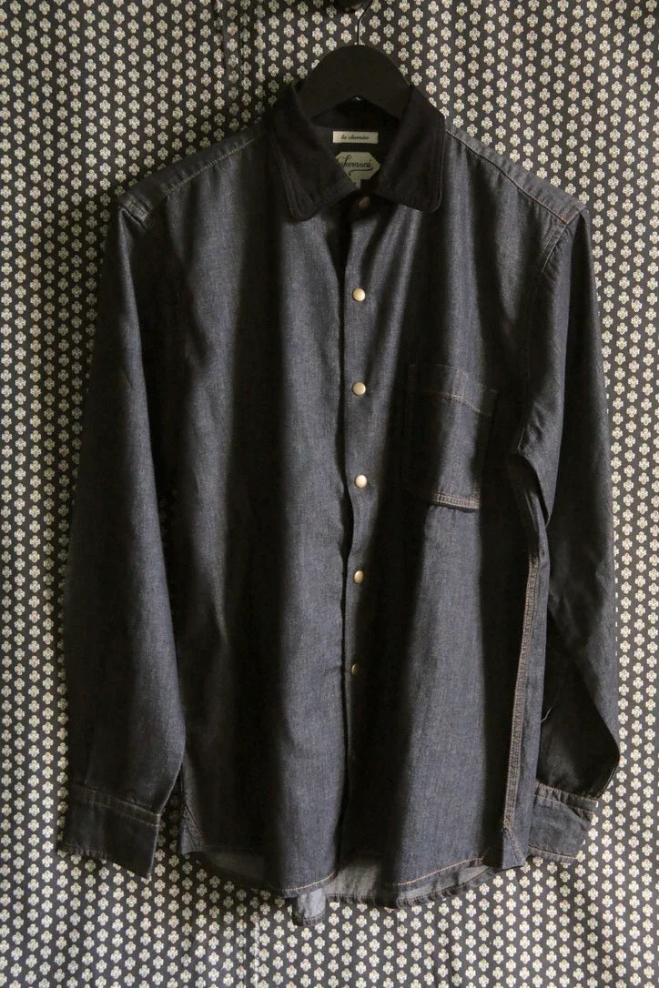 Chemise mixte denim noire