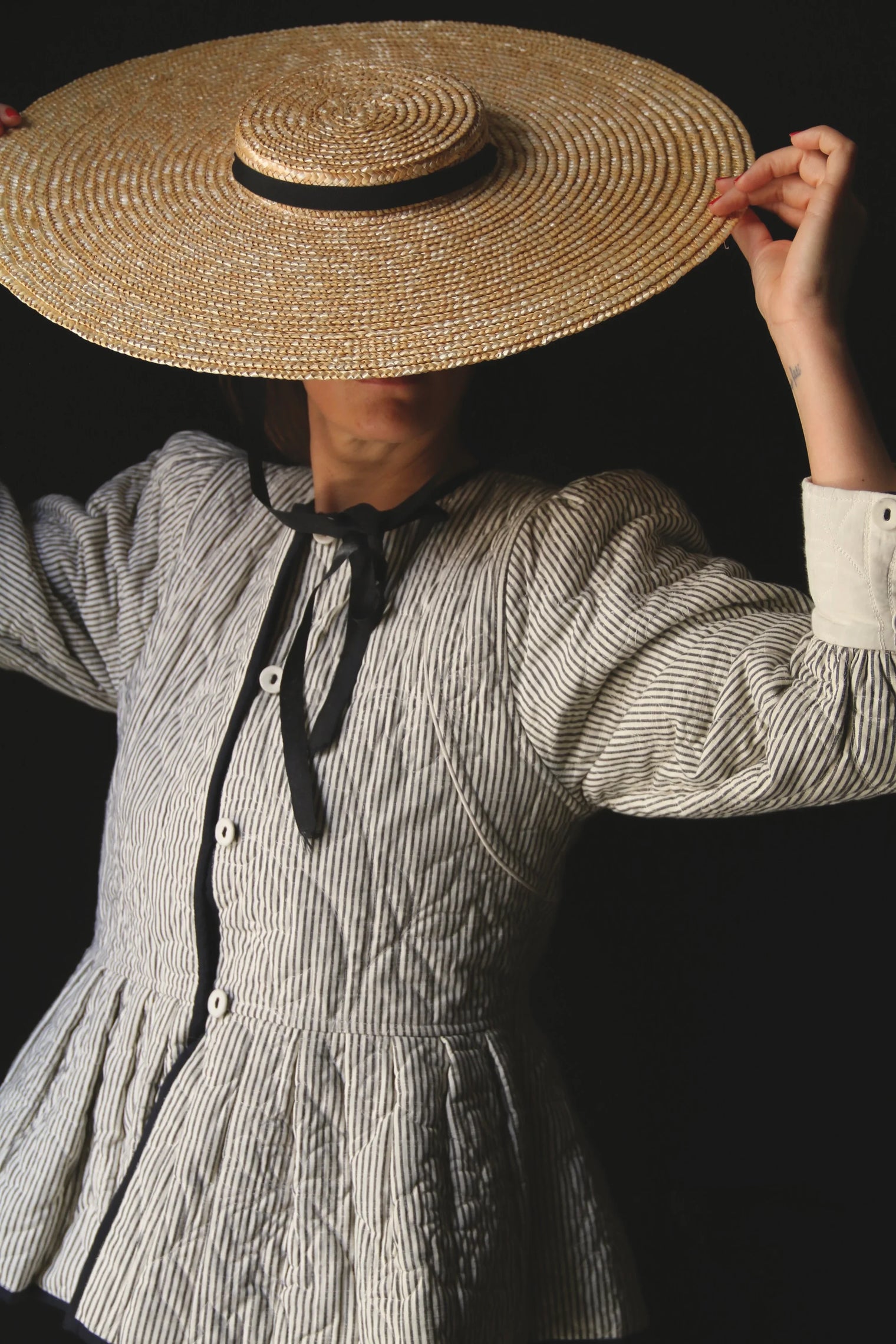 Veste matelassée réversible sushi ivoire / rayure noire & ivoire