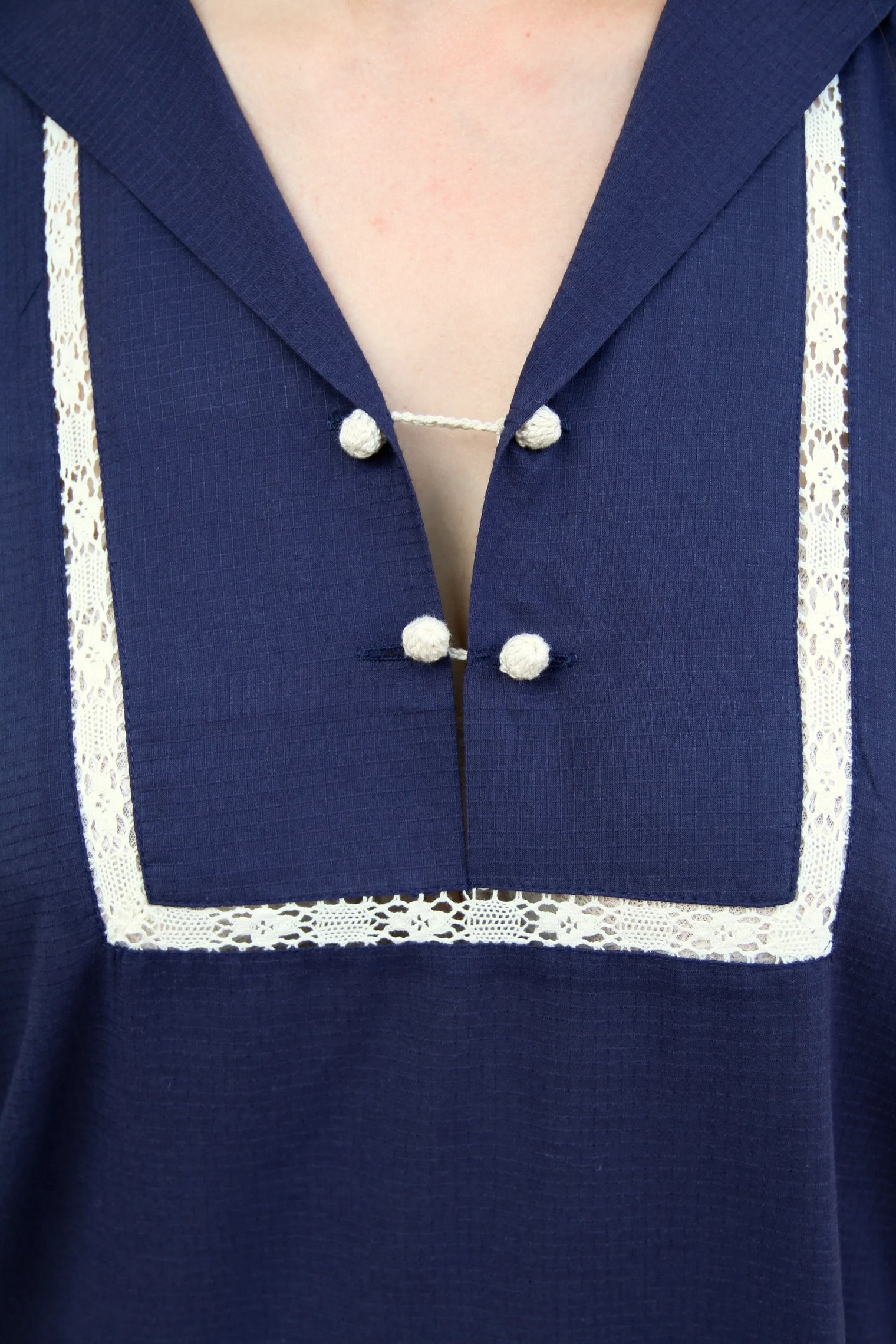kurta dress with sailor collar, navy