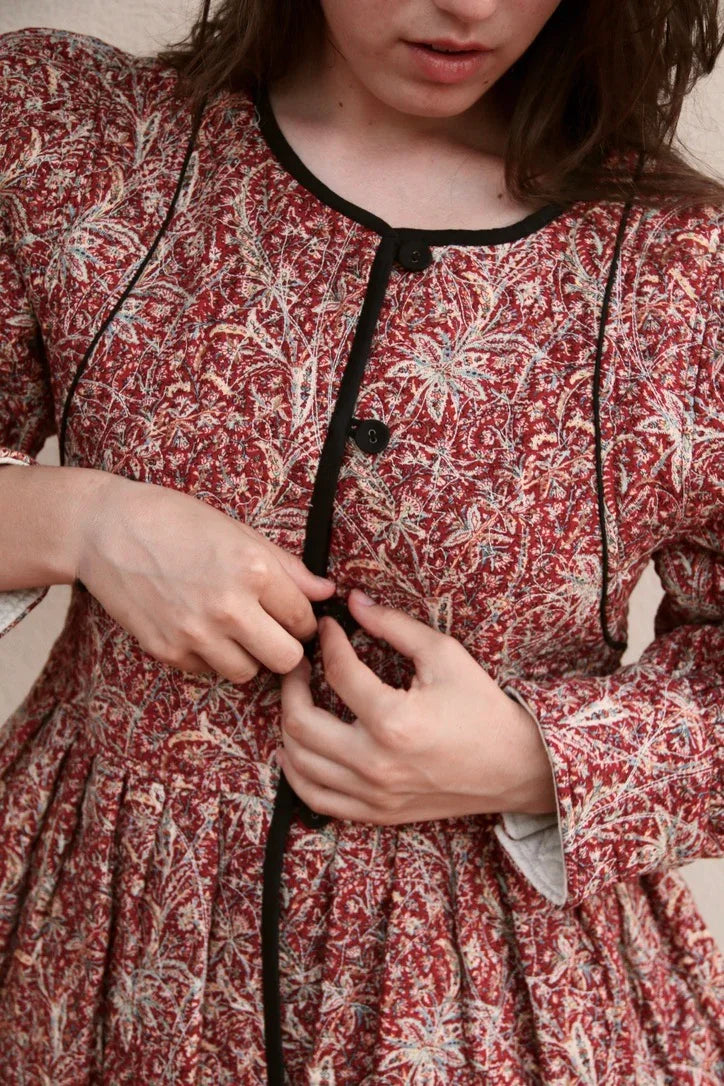 veste matelassée réversible rouge cashmere / noir