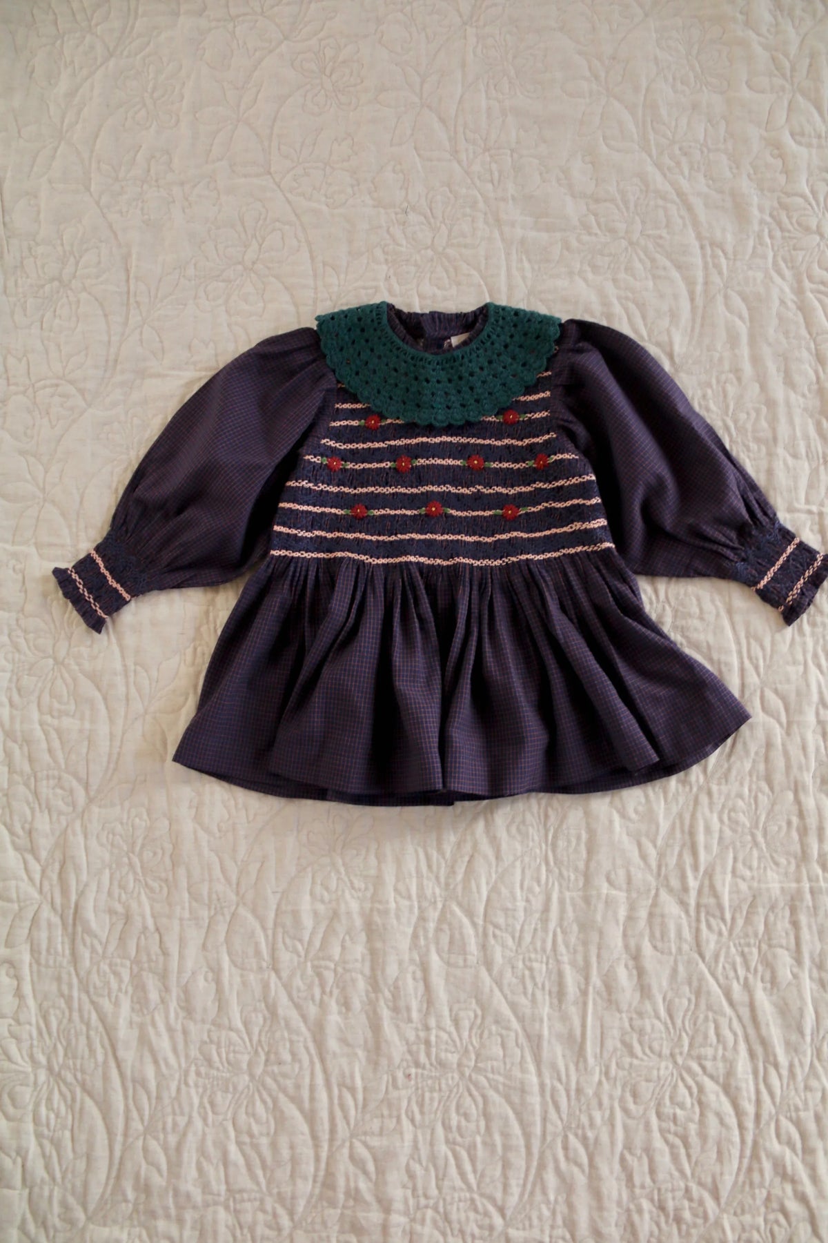 bouse à smocks petit carreau marine & burgundy