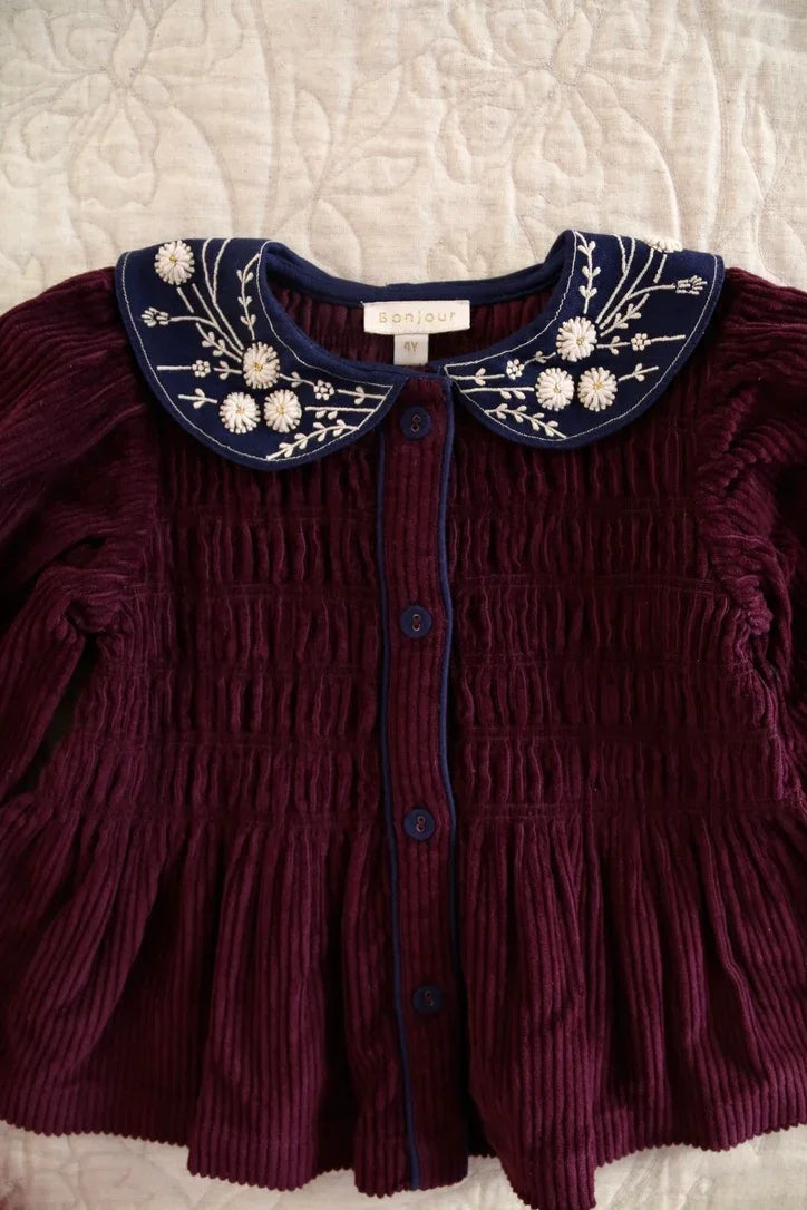 Burgundy Velvet Blouse