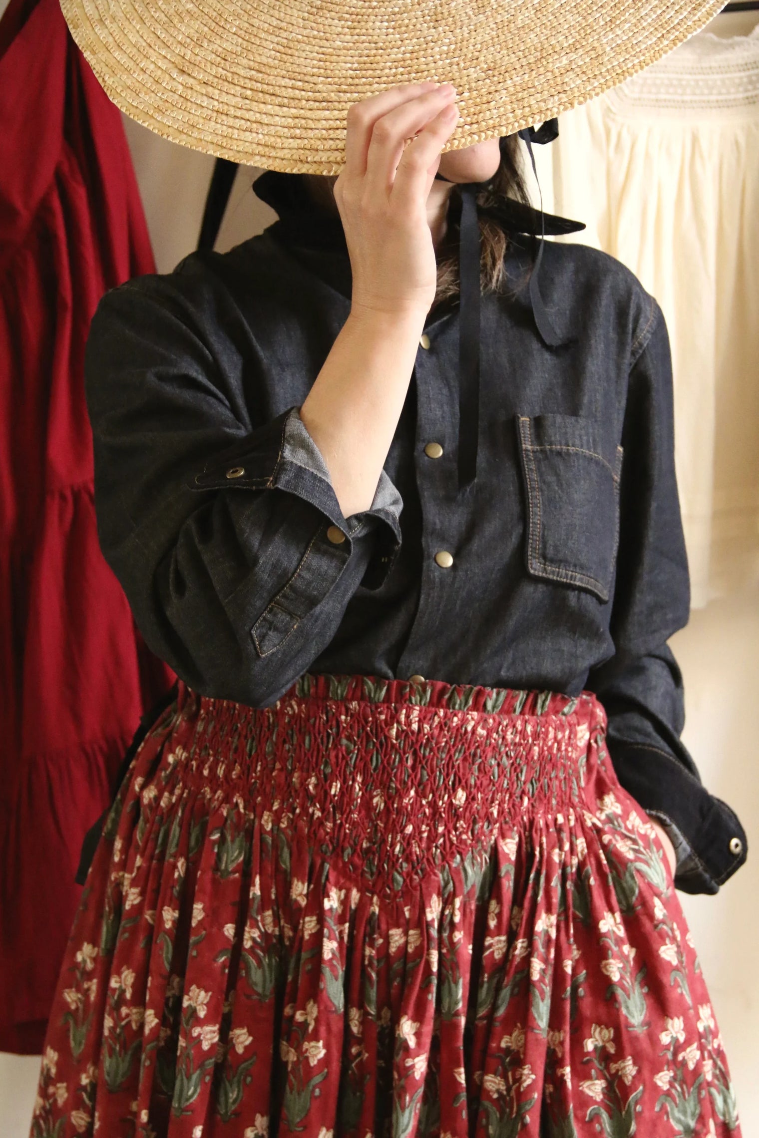 Chemise mixte denim noire