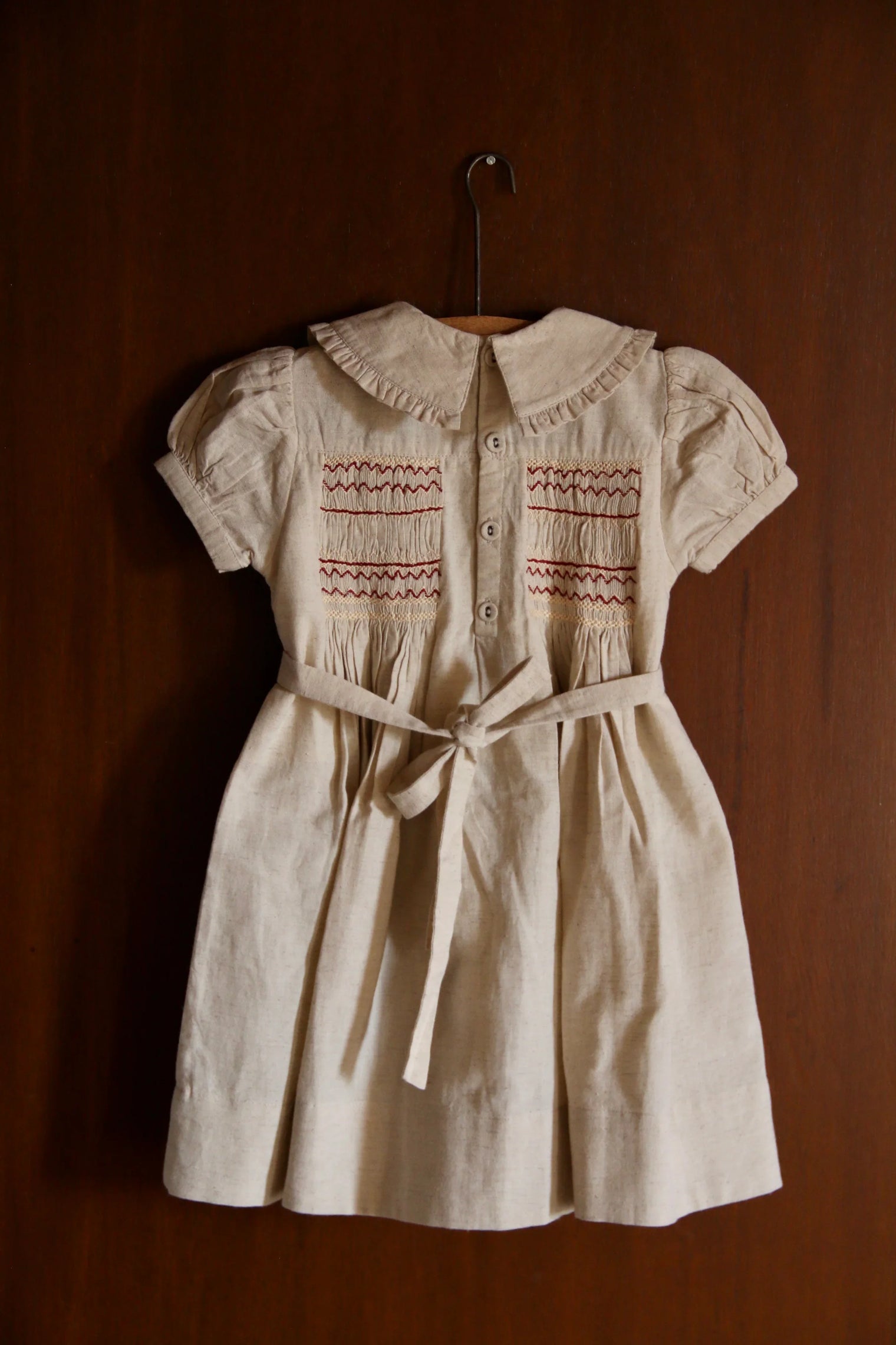 Robe à smocks coton naturel