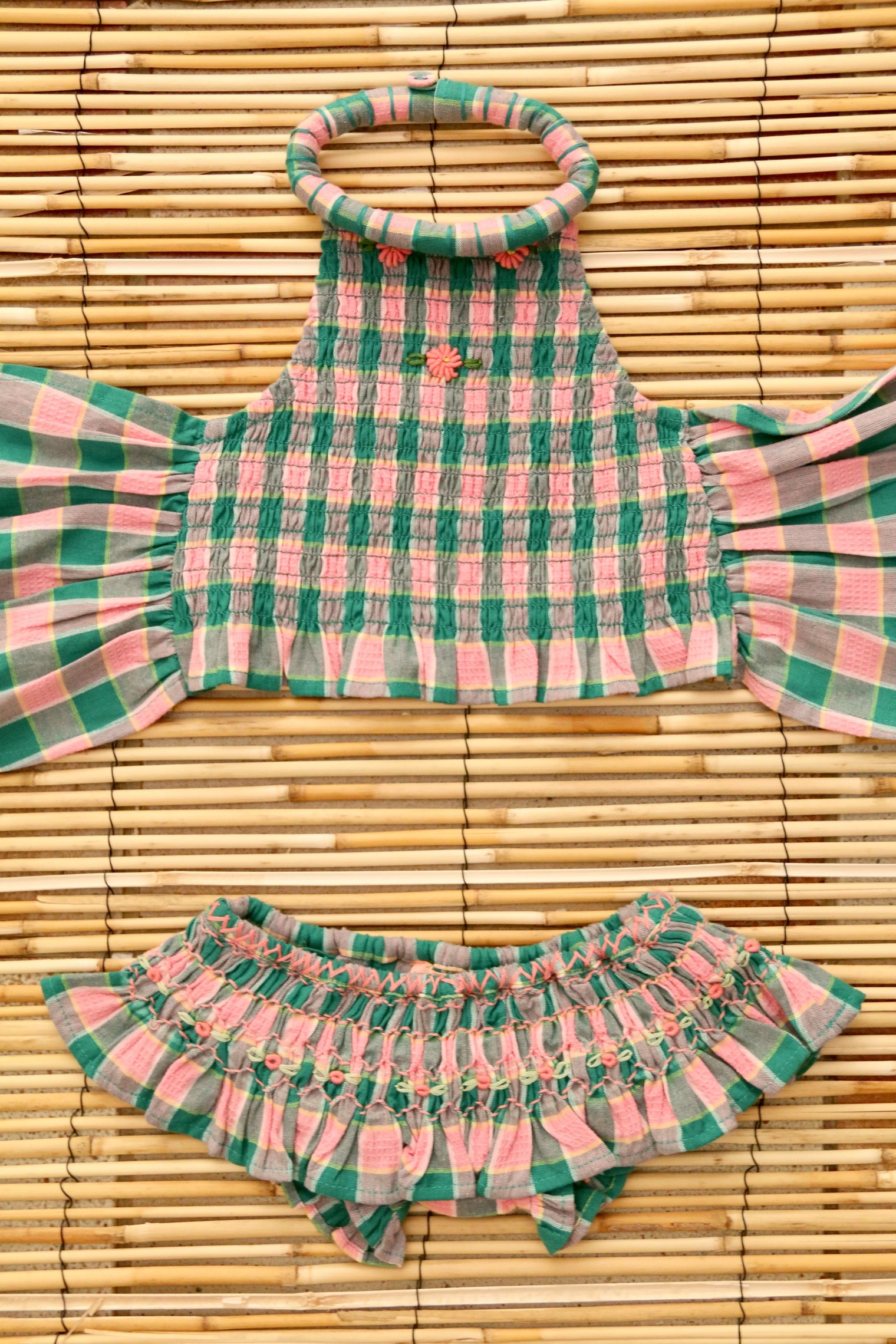 Maillot de bain vichy menthe / fraise