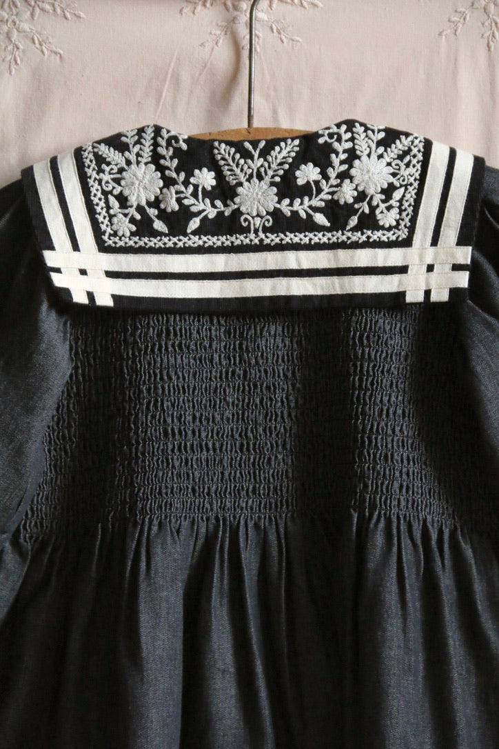 Black denim tunic, sailor collar