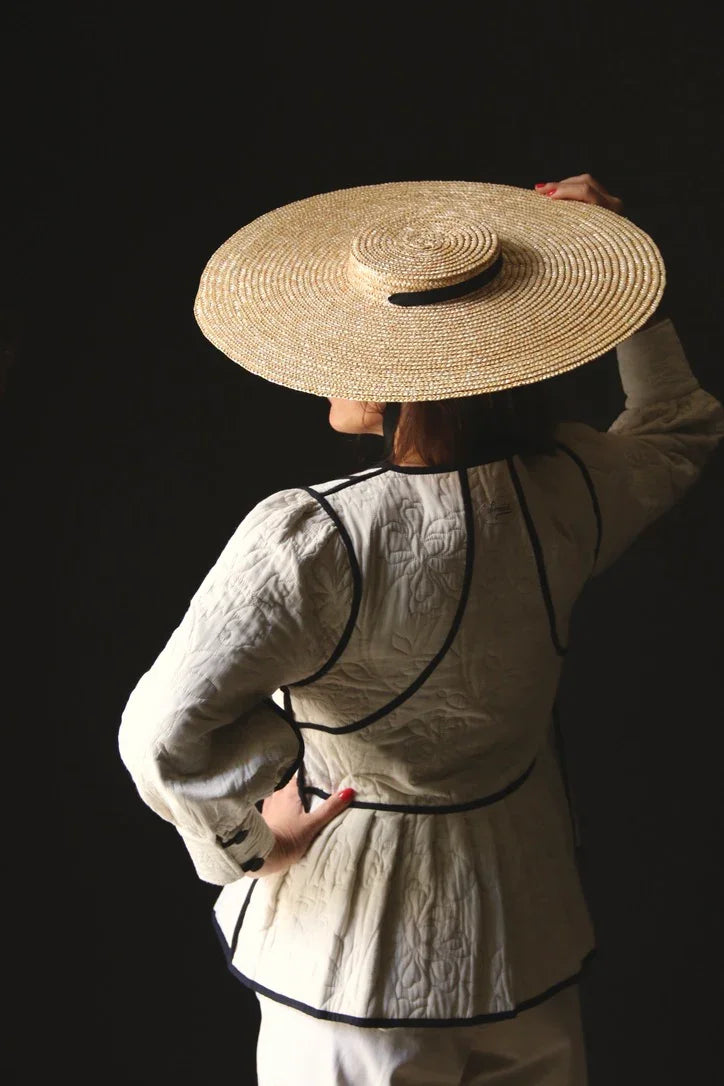 Veste matelassée réversible sushi ivoire / rayure noire & ivoire