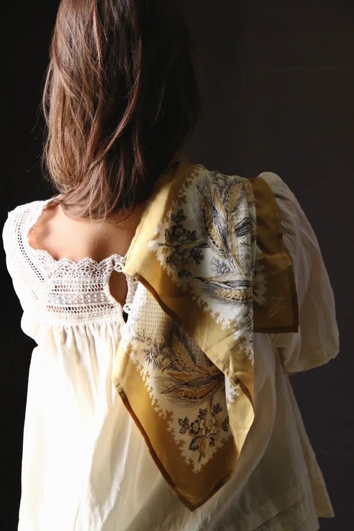 petit carré en soie curry épis de blé