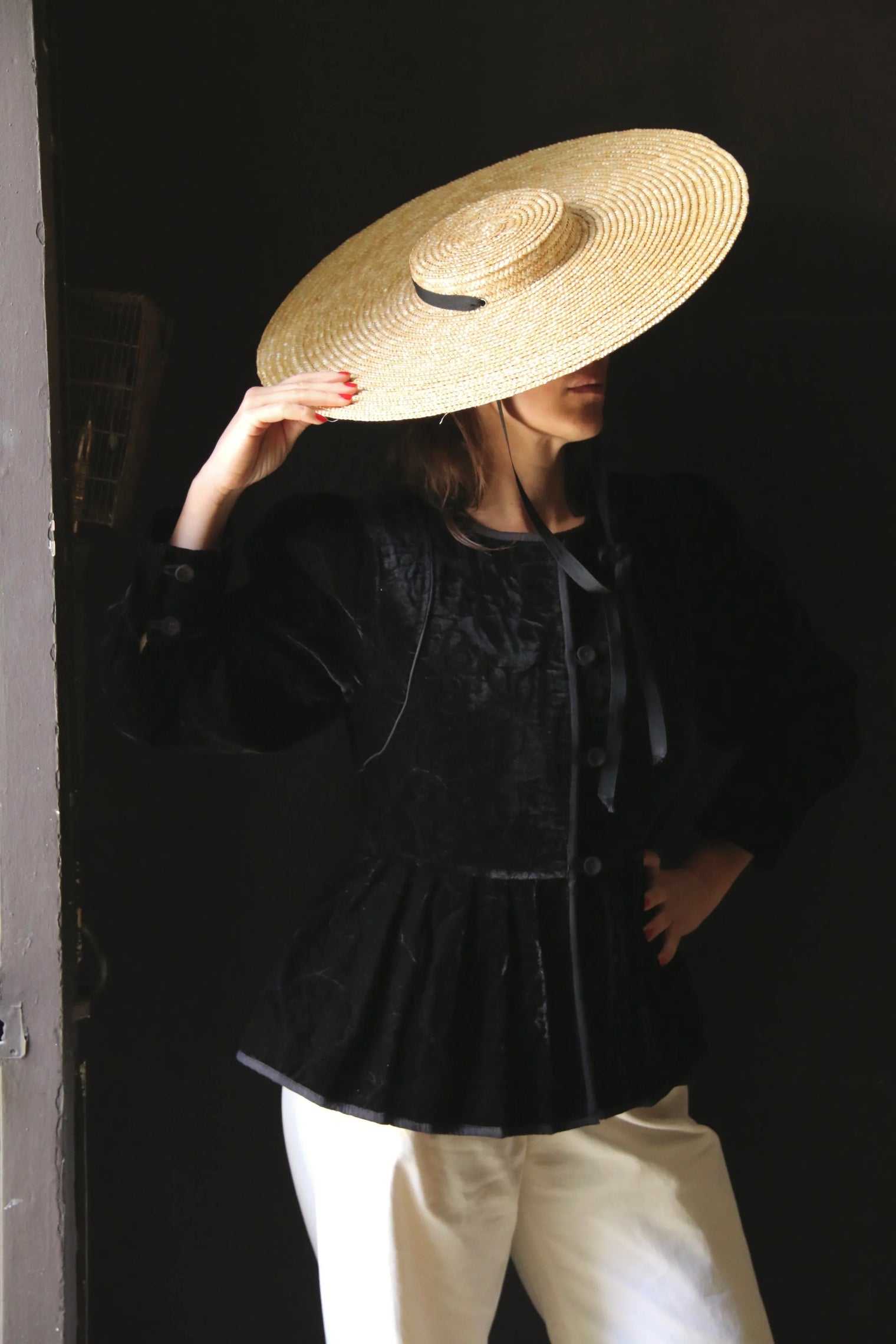 Veste matelassée réversible velours noir / imprimé "Provençal noir"