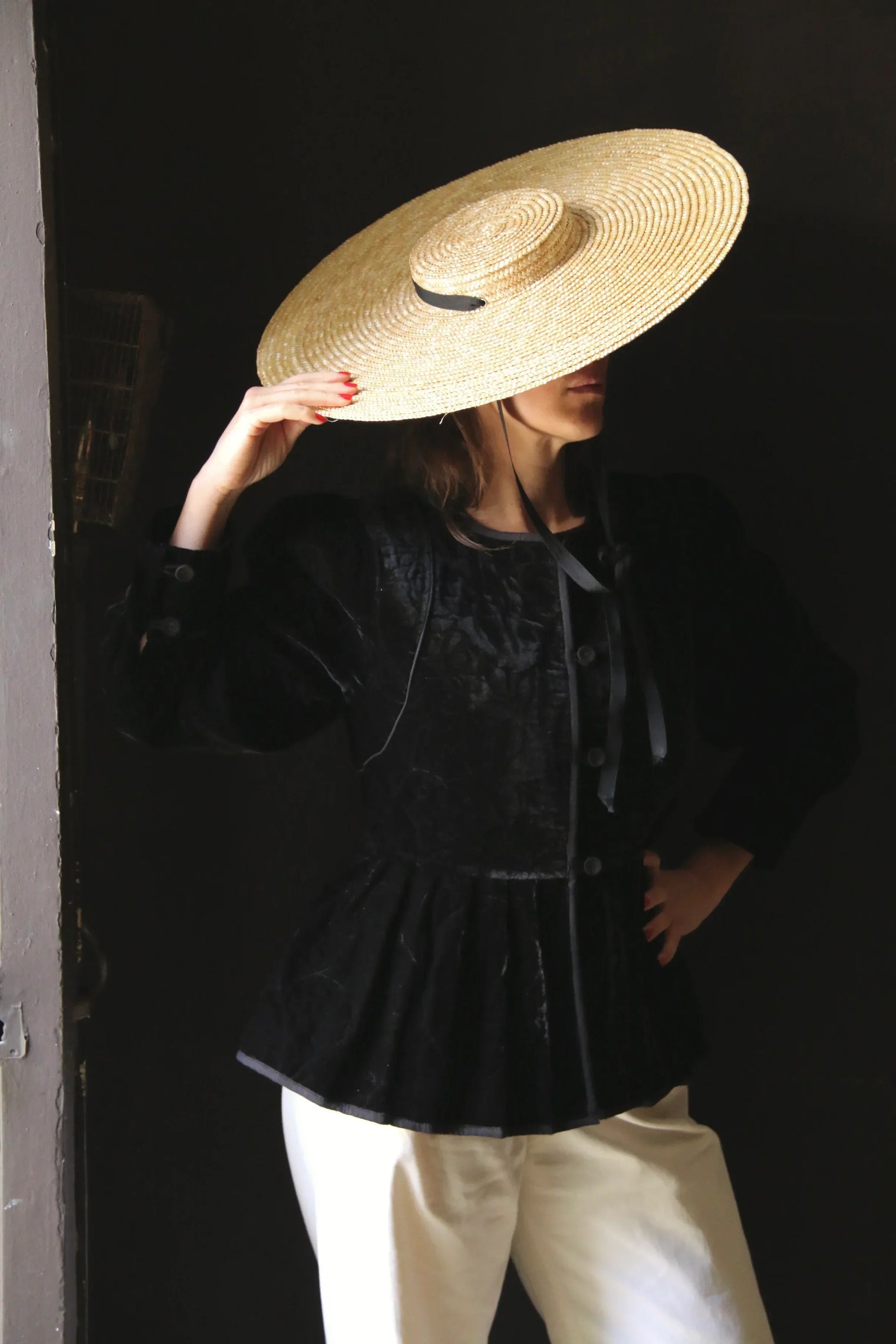 Reversible quilted jacket in black velvet with a "Provençal noir" print
