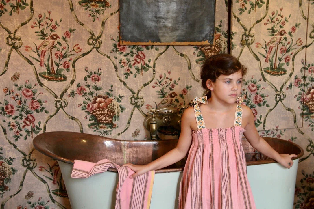 Robe jupon rayure transat rose