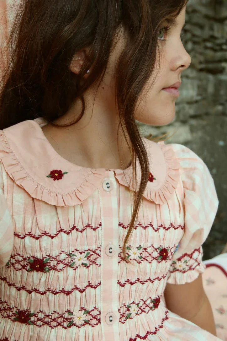 Tunique romantique vichy rose