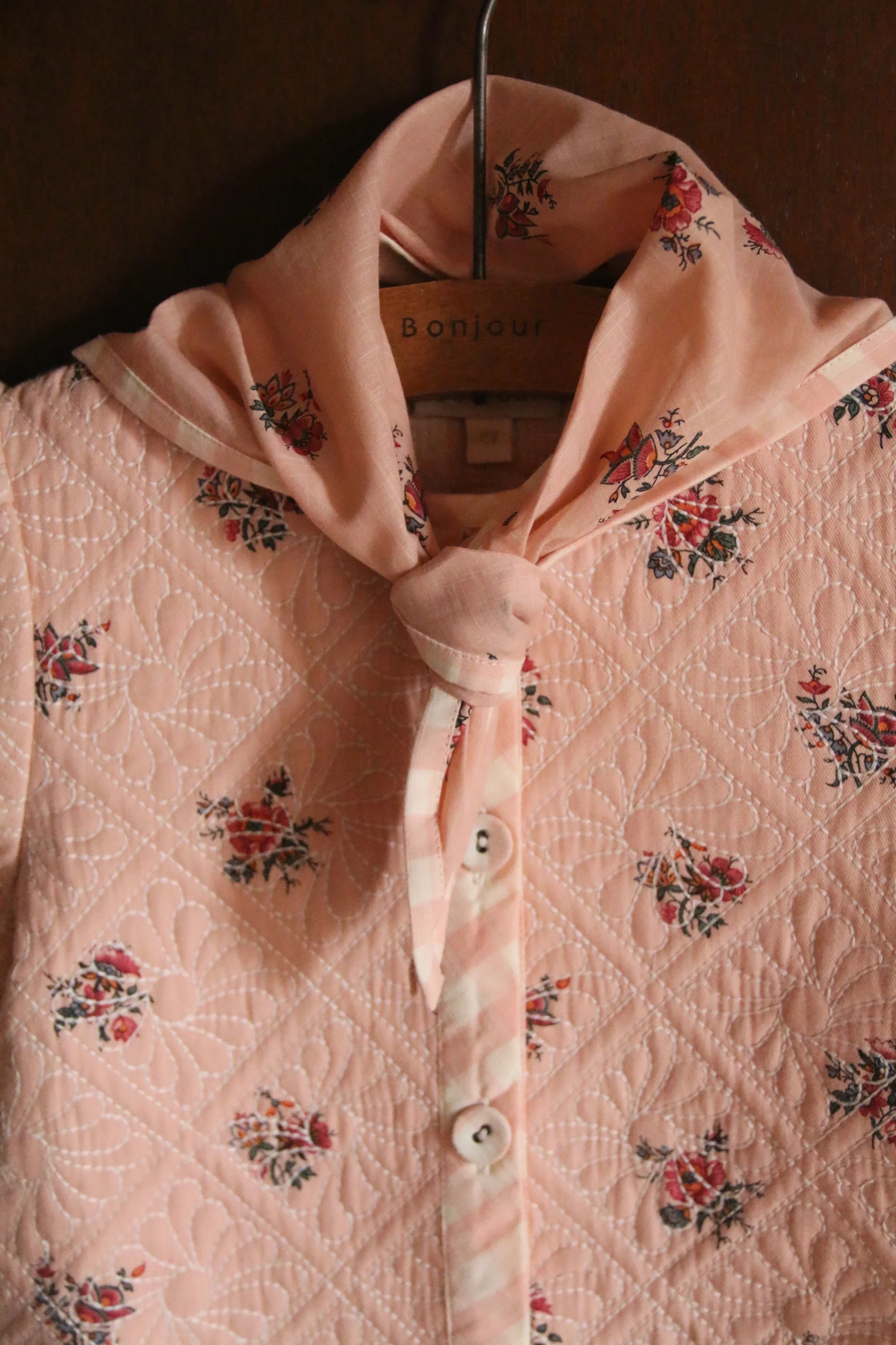 manteau réversible, matelassé et son foulard assorti