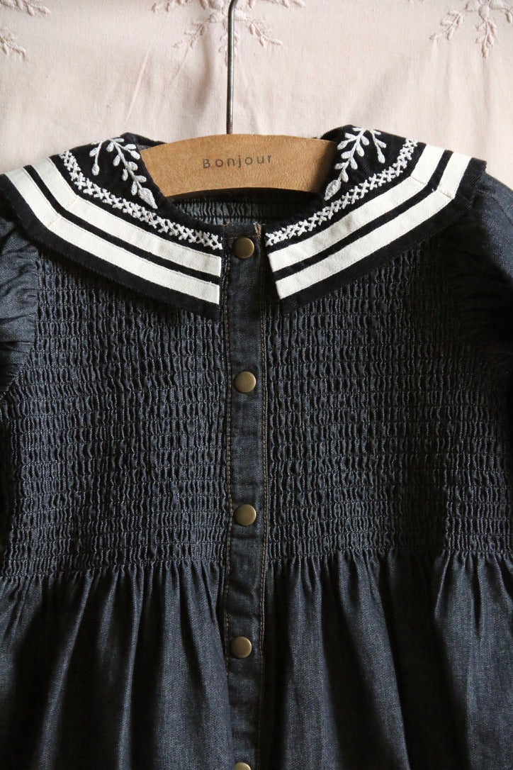 Black denim tunic, sailor collar