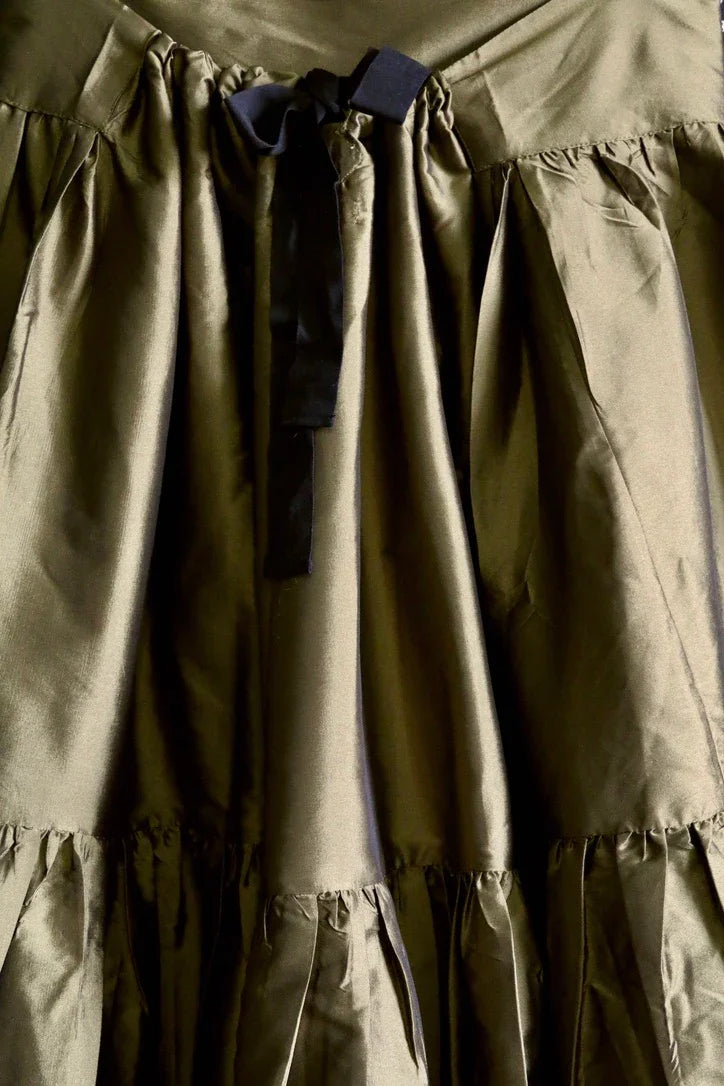 Long jupon "Marguerite" taffetas kaki