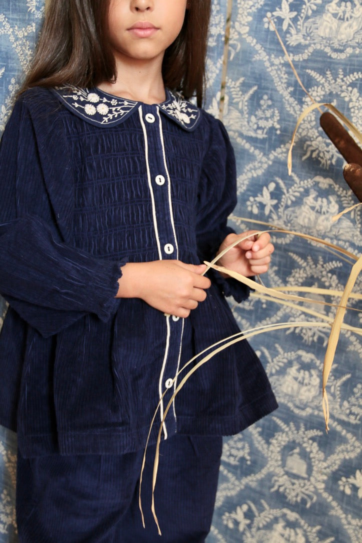 Blouse velours cotelé marine
