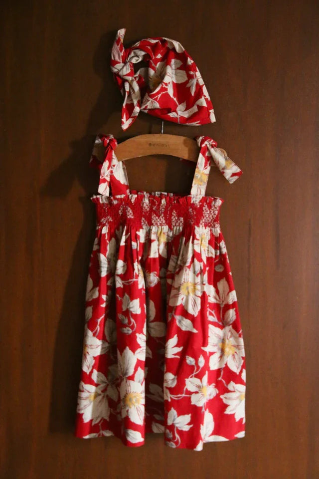 Robe jupon imprimé Gaughin et son foulard triangle assorti