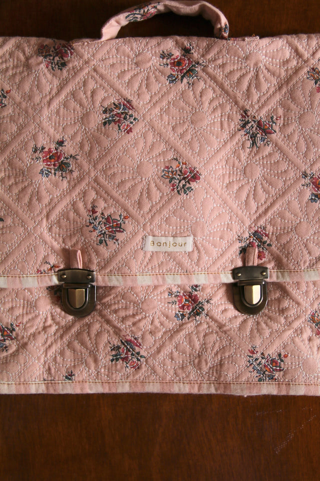 Cartable matelassé garden flowers rose