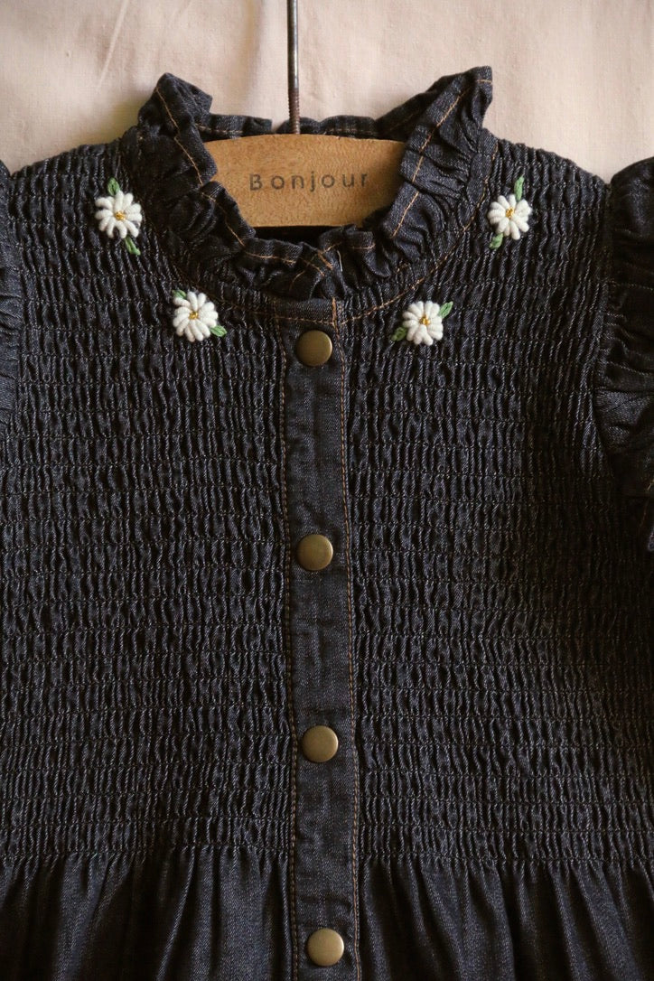 la robe longue qui tourne en black denim