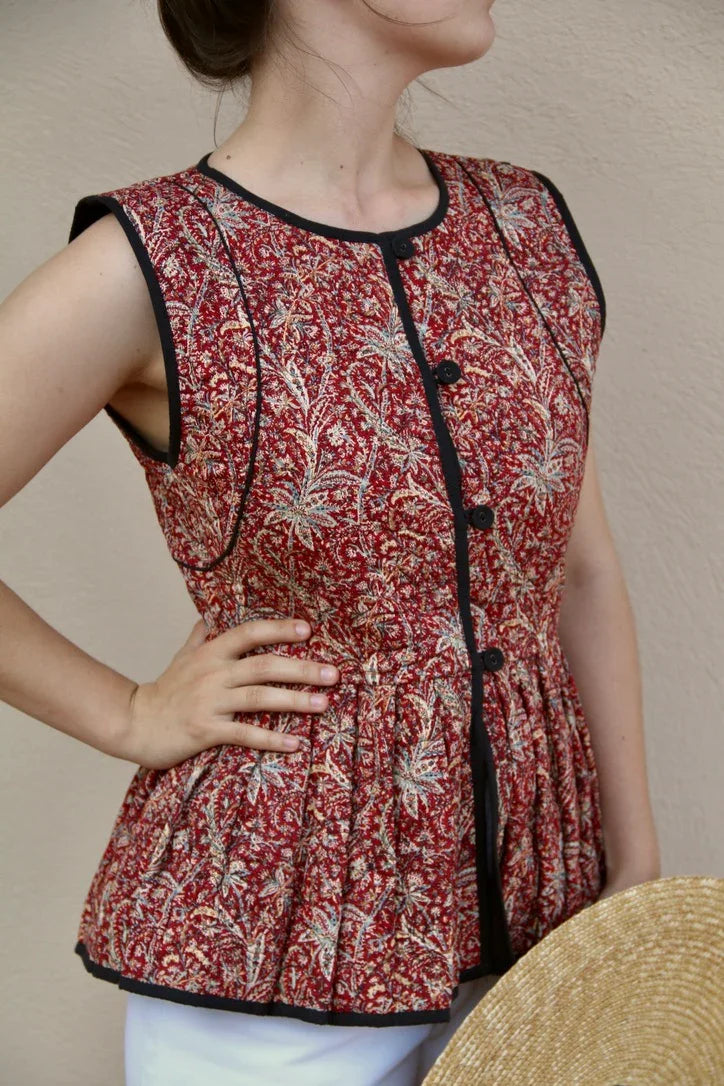 reversible red cashmere vest