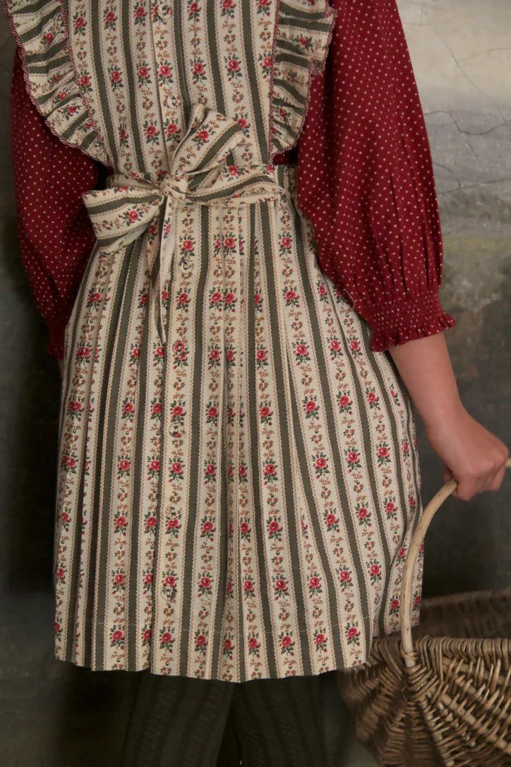 Kaki wallpaper striped pinafore dress
