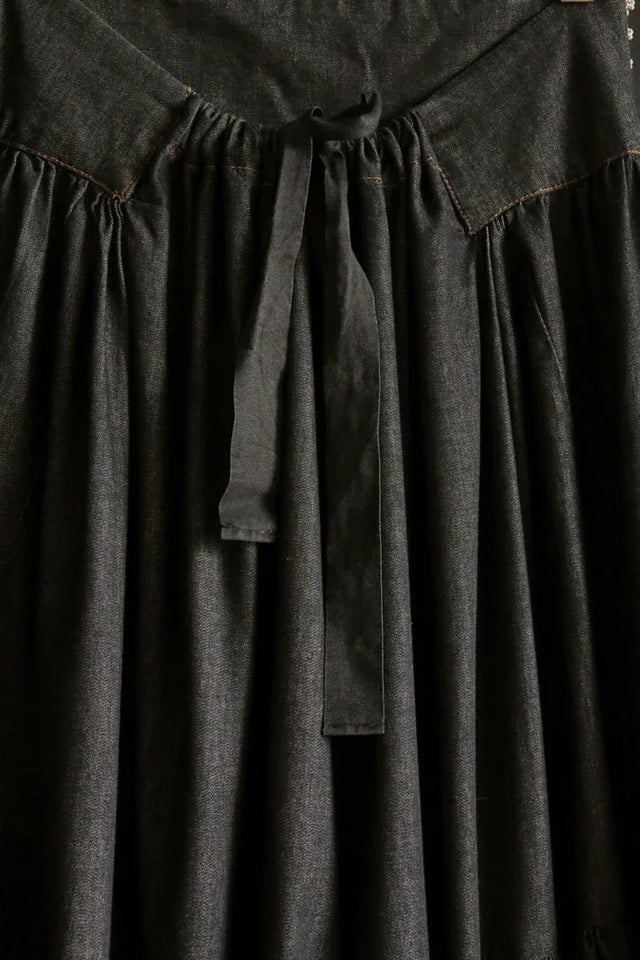 Long jupon "Marguerite" denim noir