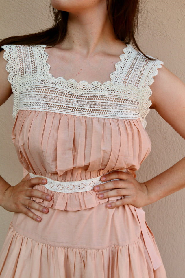 Caraco en coton soie rose nude