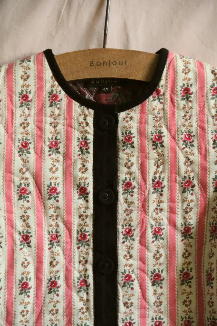 Robe manteau matelassé tapisserie rose et son foulard