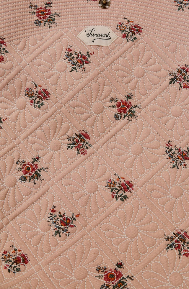 quilted shopping cart, pink garden floral