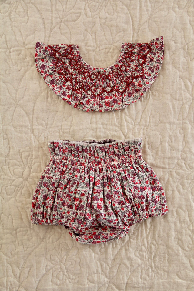 Reversible Floral-Print Bloomer with Ruffle Collar