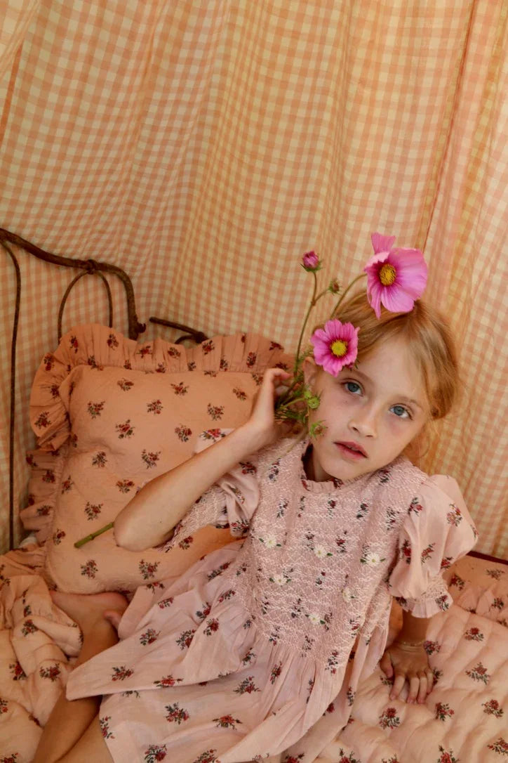 Blouse à smocks garden flowers rose