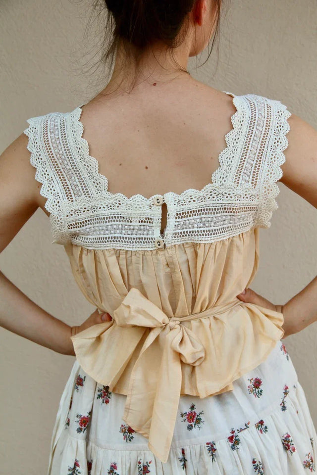Butter-Colored Cotton-Silk Camisole