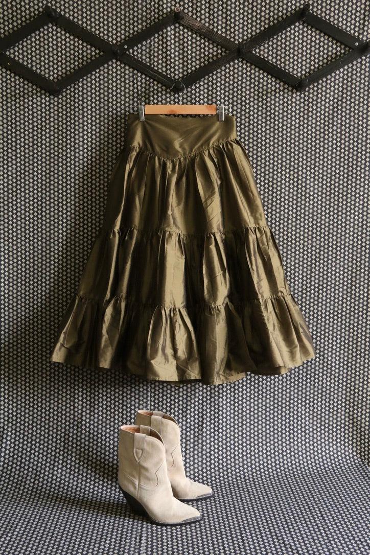 Long jupon "Marguerite" taffetas kaki