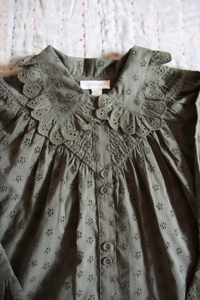 Blouse Iris broderie anglaise kaki