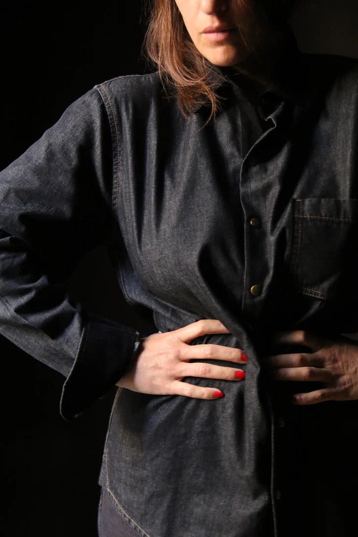 Chemise mixte denim noire