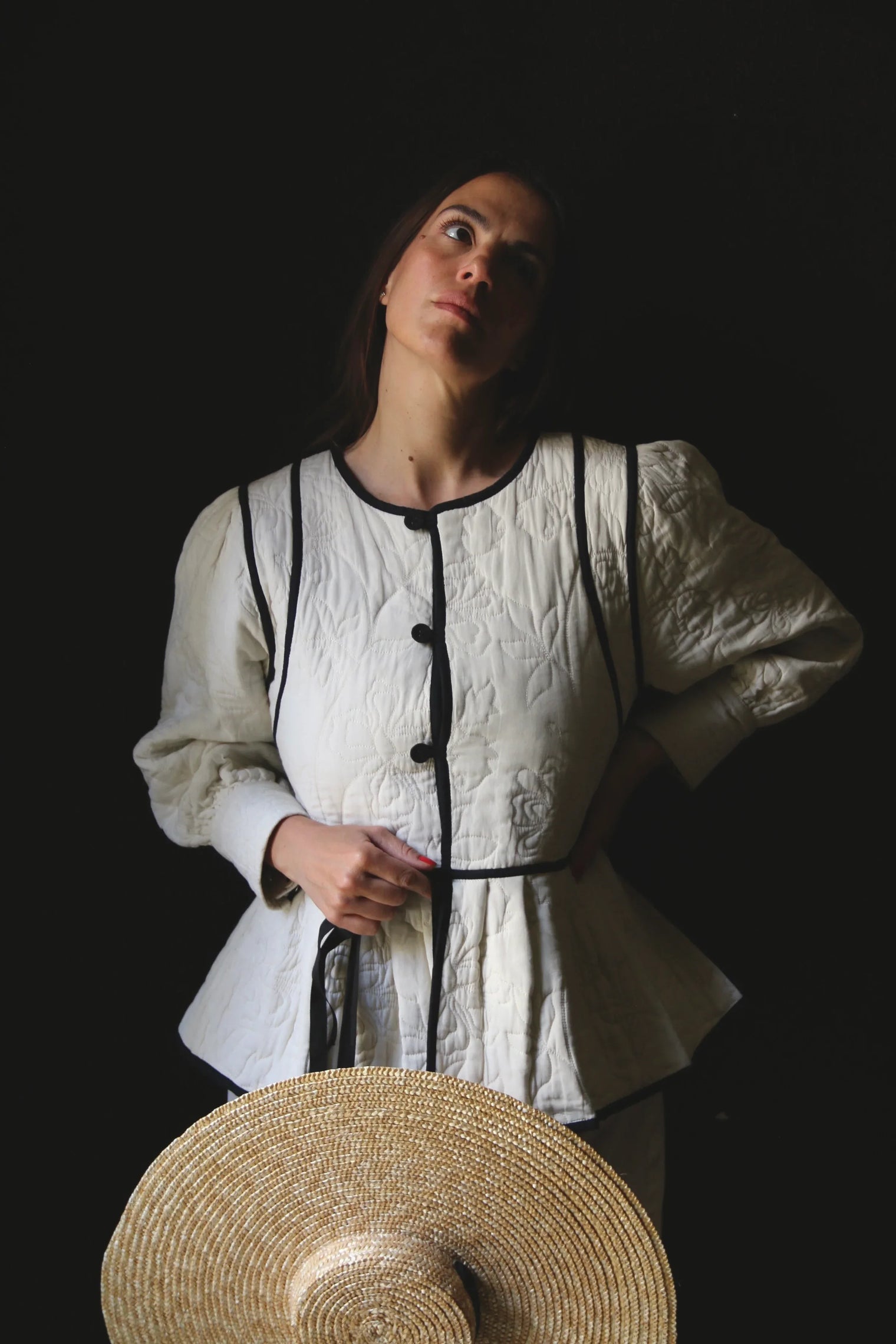 Veste matelassée réversible sushi ivoire / rayure noire & ivoire