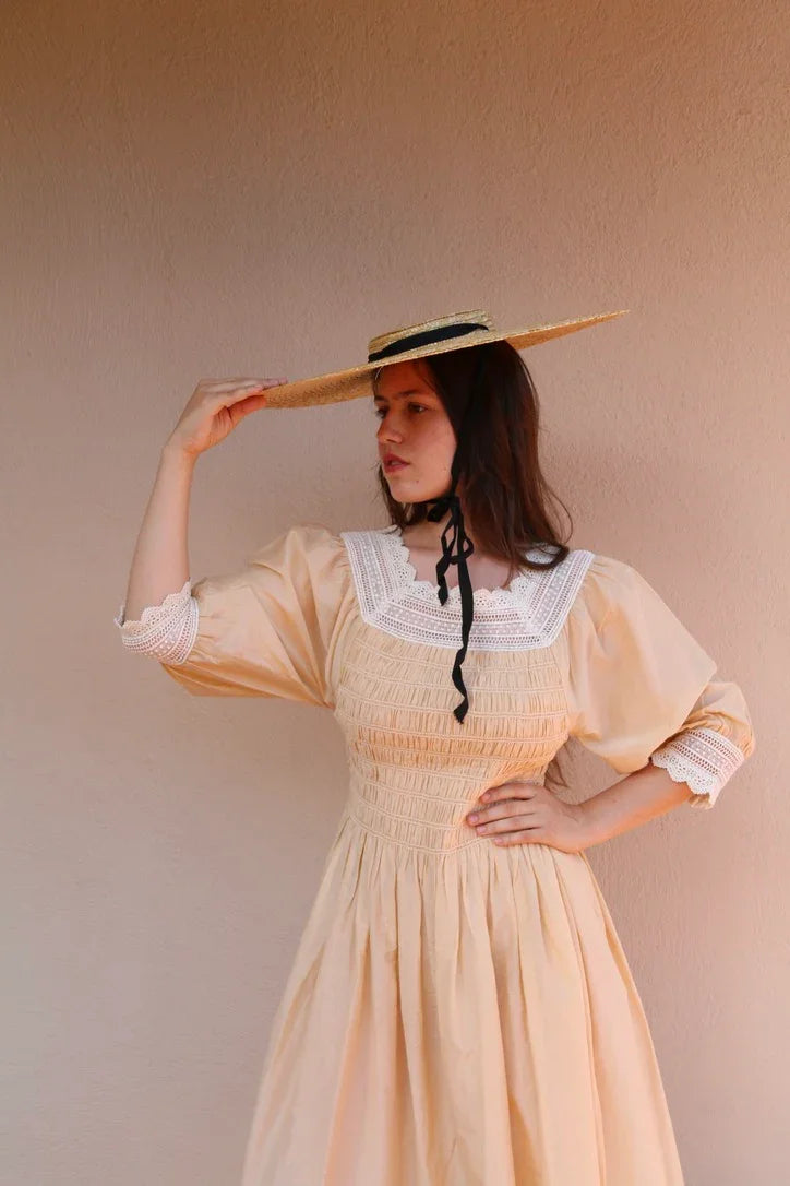 butter-colored romantic dress