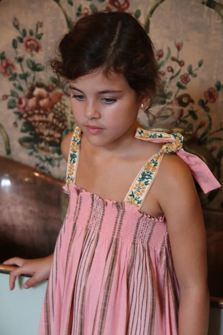 Robe jupon rayure transat rose